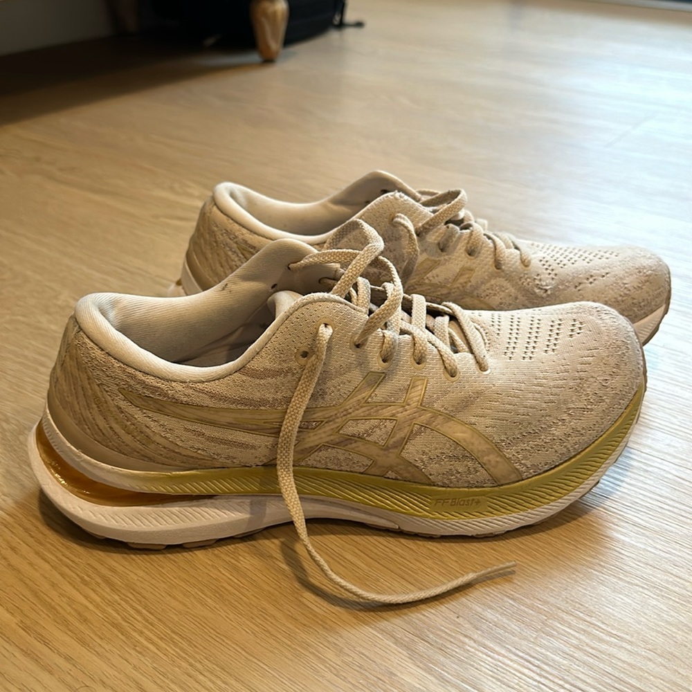 Tan and Gold ASICS Gel Kayano